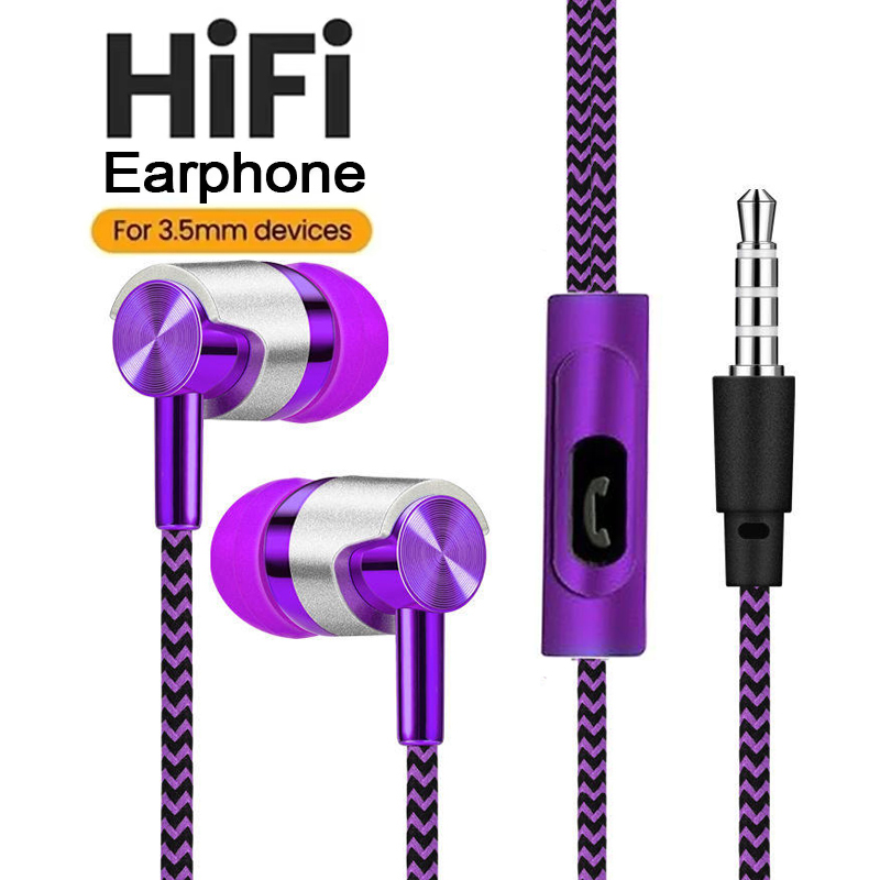 Wired Earphone Mic - 内蔵HDマイク 3.5mm有線イヤホン マイク付き もつれにくいケーブル設計 通勤用 音楽通話用ギア