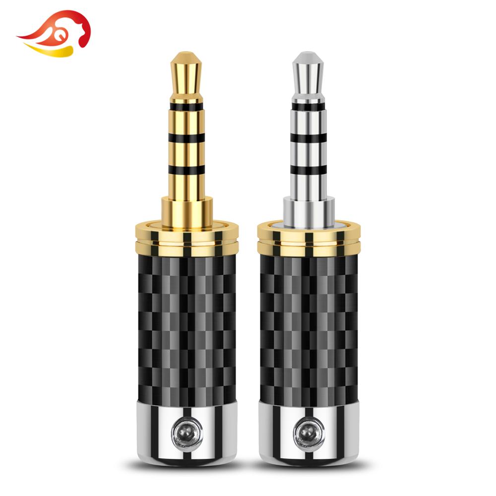 Audiophile Headphone Wired - Qyfang-ステレオアダプター4極,3.5mm,カーボンファイバー,オーディオジャックロジウムメッキ銅,ヘッドフォン用ケーブルコネクター