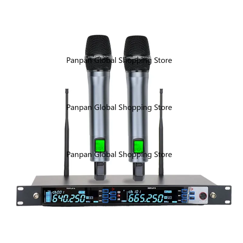 Shure Mic Sm58 - ワイヤレスマイクシステム、2チャンネル、2x100 UHF、周波数調整可能、距離100メートル、歌唱やパフォーマンスに使用