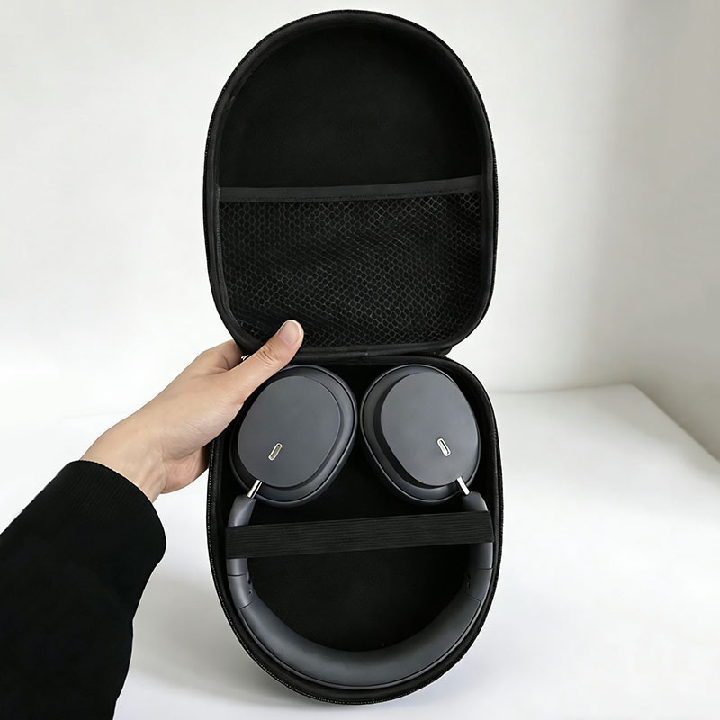 Headphone Case Hard - ヘッドフォン収納ケース 1 個ブラック EVA ハードシェル耐衝撃ポータブルキャリングバッグオーバーイヤーヘッドフォンケーブル USB